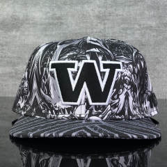 Snapback Cap - CMC-2003 ( Custom Black Sublimation Printing  100% Cotton Deep Crown 6 Panel Snapback Cap Factroy)