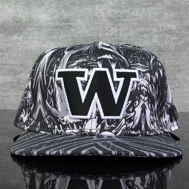 Snapback Cap - CMC-2003 ( Custom Black Sublimation Printing  100% Cotton Deep Crown 6 Panel Snapback Cap Factroy)