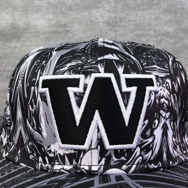 Snapback Cap - CMC-2003 ( Custom Black Sublimation Printing  100% Cotton Deep Crown 6 Panel Snapback Cap Factroy)