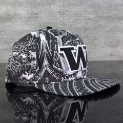 Snapback Cap - CMC-2003 ( Custom Black Sublimation Printing  100% Cotton Deep Crown 6 Panel Snapback Cap Factroy)