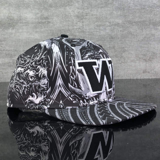 Snapback Cap - CMC-2003 ( Custom Black Sublimation Printing  100% Cotton Deep Crown 6 Panel Snapback Cap Factroy)