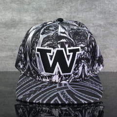 Snapback Cap - CMC-2003 ( Custom Black Sublimation Printing  100% Cotton Deep Crown 6 Panel Snapback Cap Factroy)