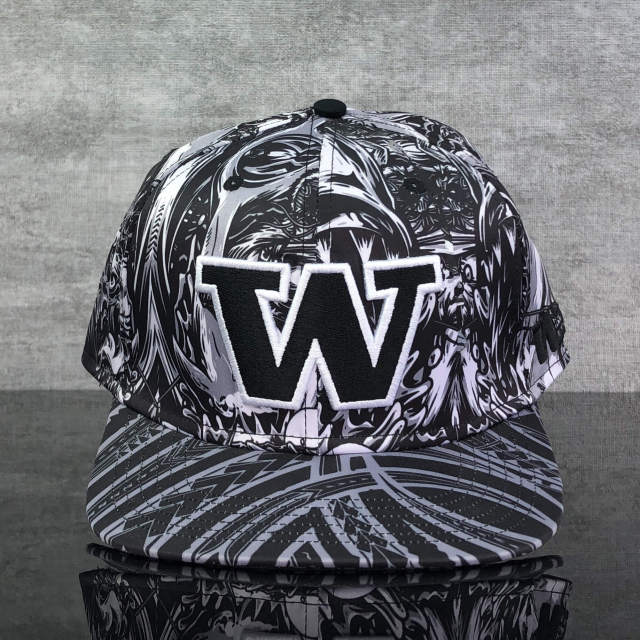 Snapback Cap - CMC-2003 ( Custom Black Sublimation Printing  100% Cotton Deep Crown 6 Panel Snapback Cap Factroy)