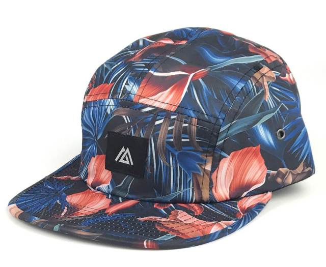 Snapback Cap - CMC-2038 ( High Quality Woven Labe Logo Floral Print Camp Hat 100% Polyester 5 Panel Snapback Cap Supplier )