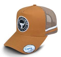 Trucker Hat - CMC-3014 ( Custom Brown Tan Deep Crown High Profile Australia Country Trucker Caps 5 Panel Trucker Hat )
