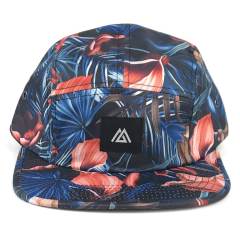 Snapback Cap - CMC-2038 ( High Quality Woven Labe Logo Floral Print Camp Hat 100% Polyester 5 Panel Snapback Cap Supplier )