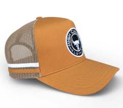 Trucker Hat - CMC-3014 ( Custom Brown Tan Deep Crown High Profile Australia Country Trucker Caps 5 Panel Trucker Hat )