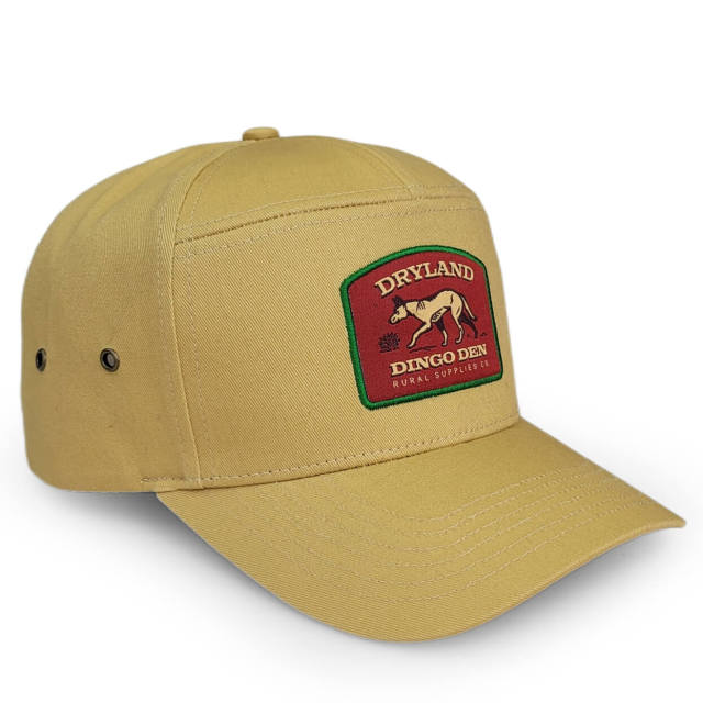 Baseball Cap - CMC-1080 (100% Cotton Brown Colour Badge Patch Embroidery Logo 7 Panel Snapback Hat)
