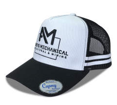 Trucker Hat - CMC-3094 ( Custom Embroidery Logo High Crown Stripes 5 Panel Leather Patch Australian Country Trucker Caps Manufacturer )