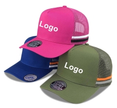 Trucker Hat - CMC-3094 ( Custom Embroidery Logo High Crown Stripes 5 Panel Leather Patch Australian Country Trucker Caps Manufacturer )