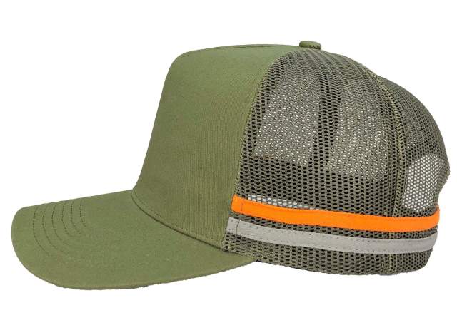 Trucker Hat - CMC-3104 ( Custom Army Green Under Brim Sublimation Printing Australia 5 Panel High Profile Country Trucker Hat Supplier )