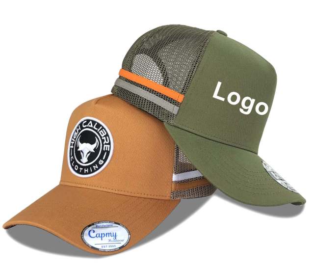 Trucker Hat - CMC-3104 ( Custom Army Green Under Brim Sublimation Printing Australia 5 Panel High Profile Country Trucker Hat Supplier )