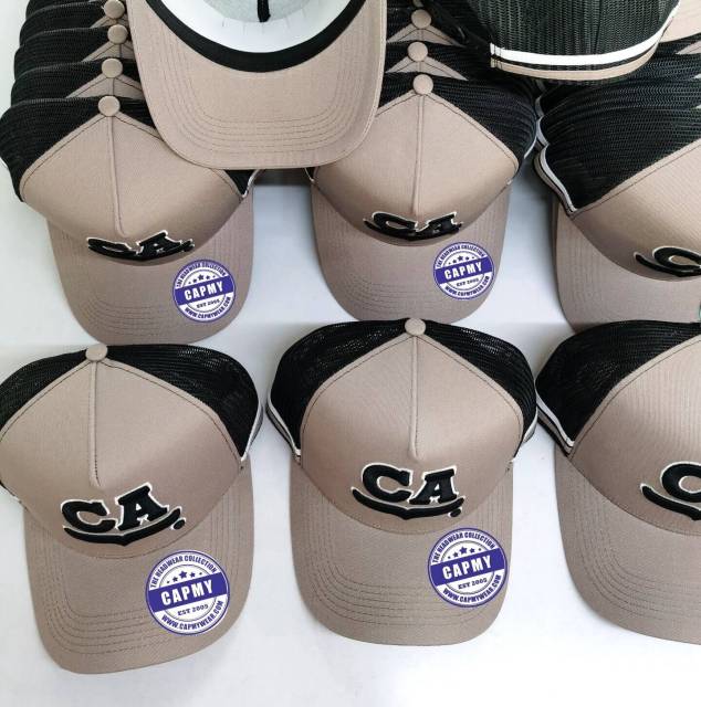 Trucker Hat - CMC-3204 ( Custom Brown Pink  Deep Crown High Profile Australia Country Trucker Caps 5 Panel Trucker Hat )