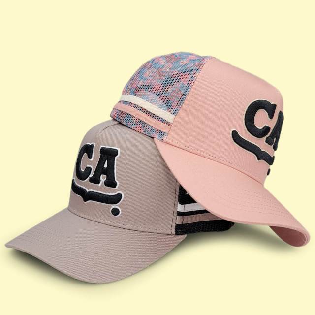 Trucker Hat - CMC-3204 ( Custom Brown Pink  Deep Crown High Profile Australia Country Trucker Caps 5 Panel Trucker Hat )