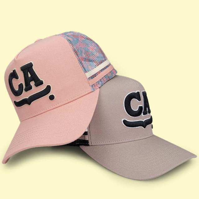 Trucker Hat - CMC-3204 ( Custom Brown Pink  Deep Crown High Profile Australia Country Trucker Caps 5 Panel Trucker Hat )