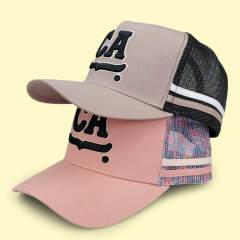 Trucker Hat - CMC-3204 ( Custom Brown Pink  Deep Crown High Profile Australia Country Trucker Caps 5 Panel Trucker Hat )