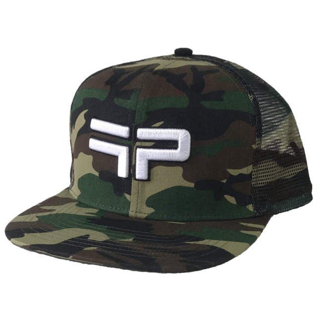 Trucker Hat - CMC-3282 ( Custom Leather Visor High Profile 3D Logo Flat Brim Mesh Snapback Cap Trucker Hat Factory )