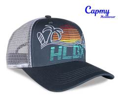 Trucker Hat - CMC-3258 ( Custom Design Two Tone Colour Richardson Style Blue Middle Crown 6 Panel Trucker Hat Manufacturer )