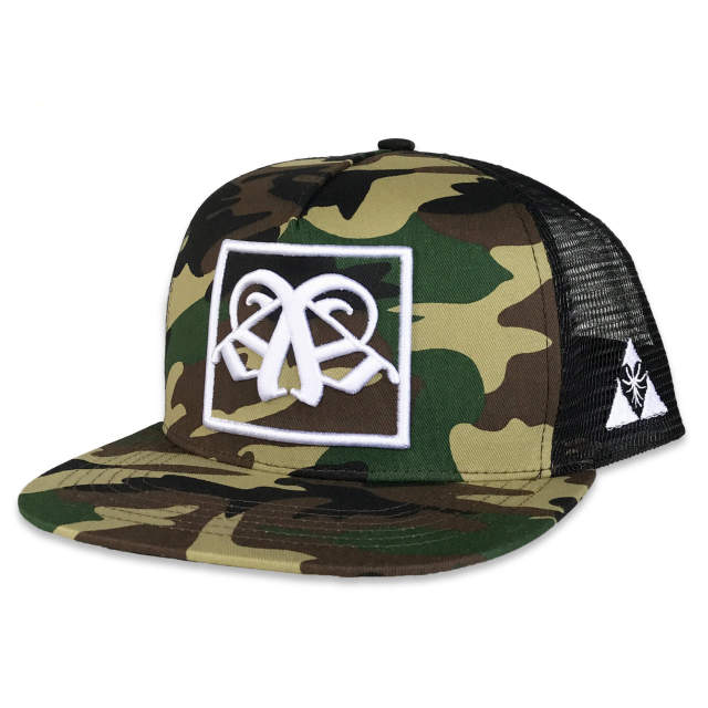 Trucker Hat - CMC-3282 ( Custom Leather Visor High Profile 3D Logo Flat Brim Mesh Snapback Cap Trucker Hat Factory )