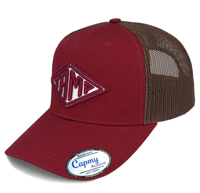 Trucker Hat - CMC-3262 ( Custom Blue Crown With Brown Mesh Badge Patch Logo 6 Panel Trucker Hat Supplier )