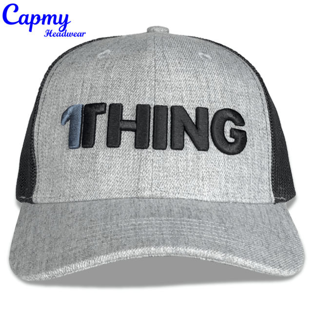 Trucker Hat - CMC-3252 ( Custom Grey Wool Low Profile Richardson Style 3D Embroidery Logo 6 Panel Trucker Hat Supplier )