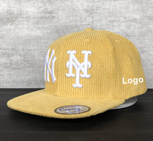 Snapback Cap - CMC-2064 ( Wholesales Middle Crown Yellow Corduroy Cap 6 Panel Snapback Cap Hat Supplier )