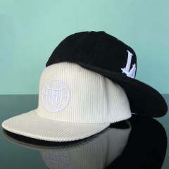 Snapback Cap - CMC-2070 ( Custom White Corduroy Hat Embroidery Logo 6 Panel Snapback Cap Hat Factory)