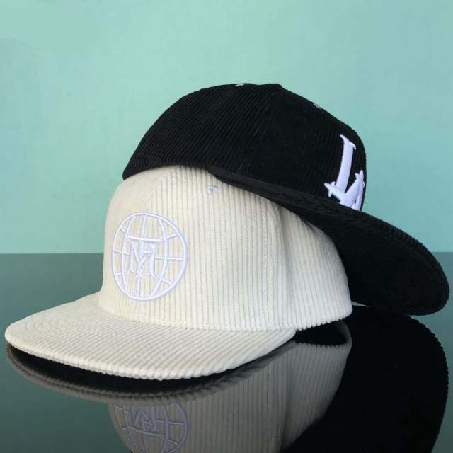 Snapback Cap - CMC-2070 ( Custom White Corduroy Hat Embroidery Logo 6 Panel Snapback Cap Hat Factory)