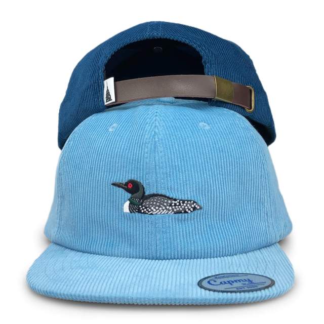 Snapback Cap - CMC-2076 ( Custom Unstructured Light BLue Flat Embroidery Logo  6 Panel Corduroy Snapback Cap Hat Factory)