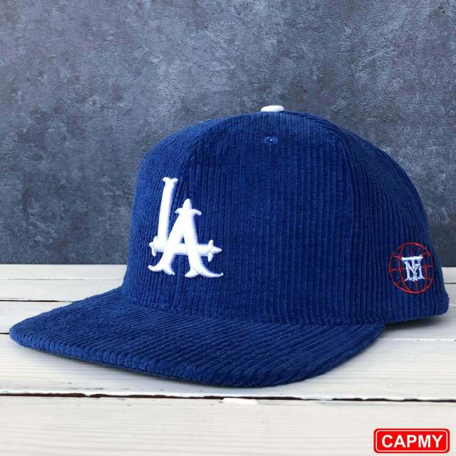 Snapback Cap - CMC-2068 ( Customized Navy Blue 6 Panel Flat Brim Deep Crown Corduroy Hat Corduroy Snapback Cap Factory)