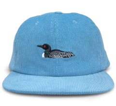 Snapback Cap - CMC-2076 ( Custom Unstructured Light BLue Flat Embroidery Logo  6 Panel Corduroy Snapback Cap Hat Factory)