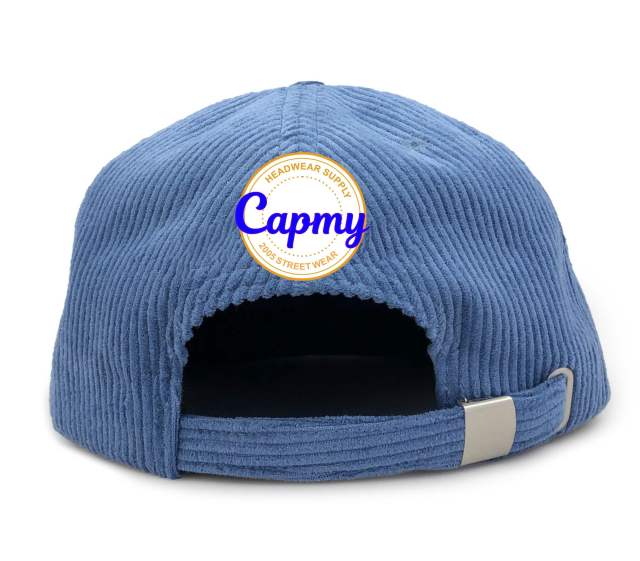Snapback Cap - CMC-2078 ( New Coming Light Blue Corduroy Bird Embroidery Logo 6 Panel Snapback Cap Hat Supplier)