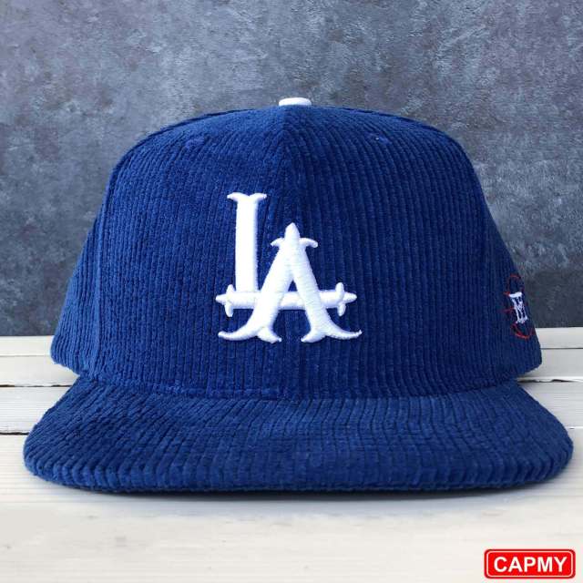 Snapback Cap - CMC-2068 ( Customized Navy Blue 6 Panel Flat Brim Deep Crown Corduroy Hat Corduroy Snapback Cap Factory)