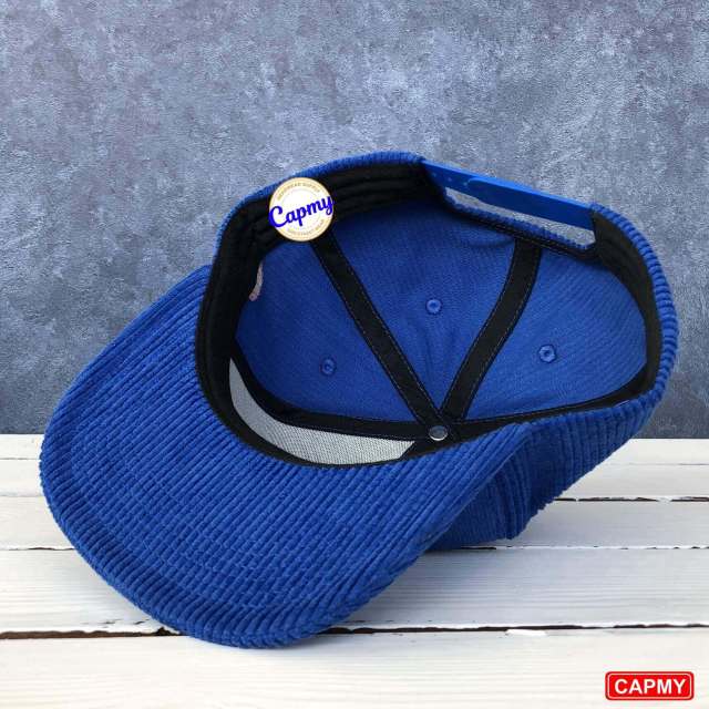 Snapback Cap - CMC-2068 ( Customized Navy Blue 6 Panel Flat Brim Deep Crown Corduroy Hat Corduroy Snapback Cap Factory)
