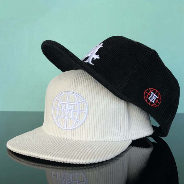 Snapback Cap - CMC-2070 ( Custom White Corduroy Hat Embroidery Logo 6 Panel Snapback Cap Hat Factory)
