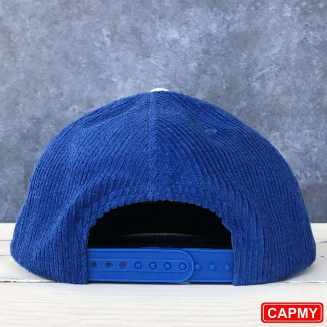 Snapback Cap - CMC-2068 ( Customized Navy Blue 6 Panel Flat Brim Deep Crown Corduroy Hat Corduroy Snapback Cap Factory)