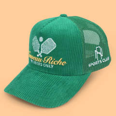 Trucker Hat CMC-3298 - Wholesale Royal Blue Middle Crown LA Logo 5-Panel Corduroy Mesh Trucker Hat Supplier