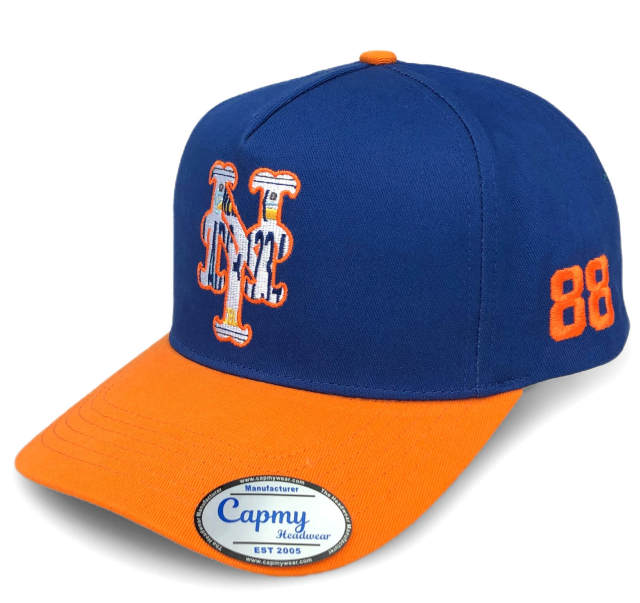 Baseball Cap - CMC-1095 (100% Cotton Navy Blue Crown Hat Orange Visor Two Tone Edition 9forty A Frame Baseball Cap )