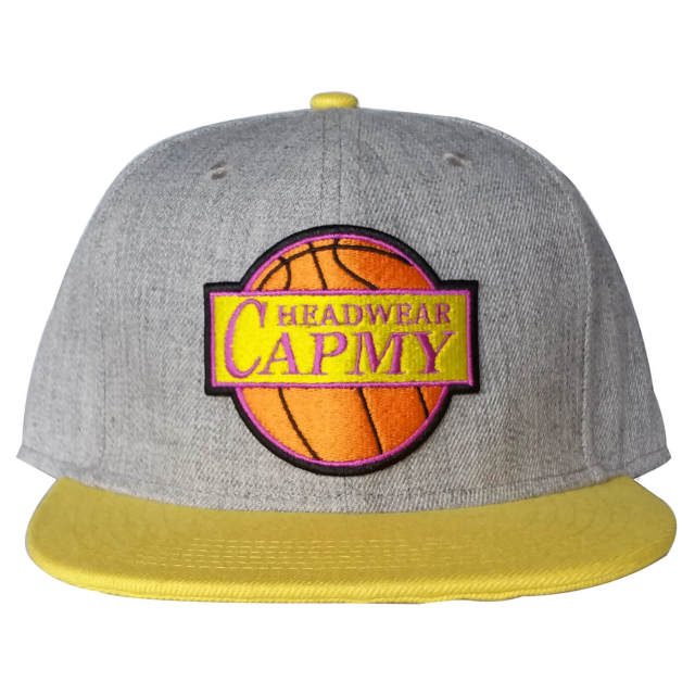 Snapback Cap - CMC-2102 ( Custom Grey Wool Felt Embroidery Logo Low Profile 6 Panel Snapback Cap Hat Factory)