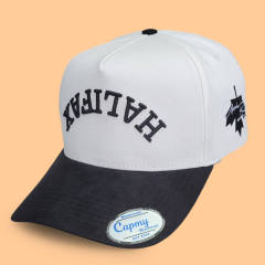 Baseball Cap - CMC-1107 (100% Cotton Off White Crown Hat Black Visor Two Tone Upside Letter 3D Embroidery Baseball Cap Manufacturer)