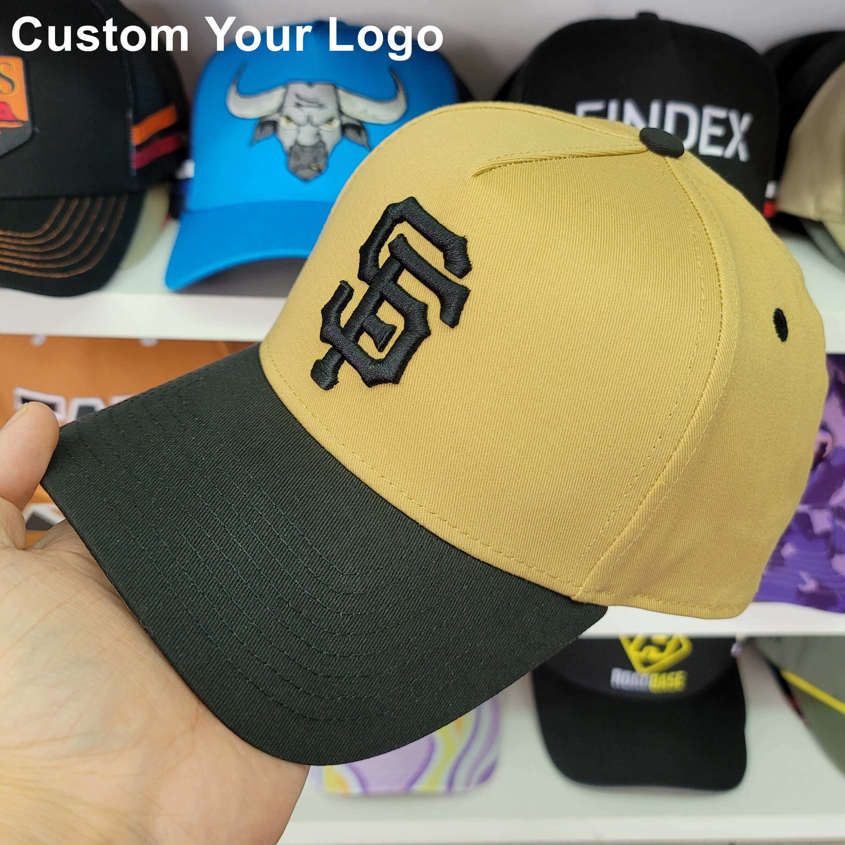 Baseball Cap - CMC-1091 (100% Cotton Tan Brown Corwn Black Visor Two ...