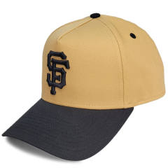 Baseball Cap - CMC-1091 (100% Cotton Tan Brown Corwn Black Visor Two Tone Edition 9forty A Frame Baseball Cap Hat )