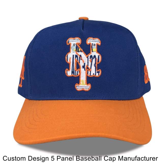 Baseball Cap - CMC-1095 (100% Cotton Navy Blue Crown Hat Orange Visor Two Tone Edition 9forty A Frame Baseball Cap )