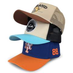 Baseball Cap - CMC-1095 (100% Cotton Navy Blue Crown Hat Orange Visor Two Tone Edition 9forty A Frame Baseball Cap )