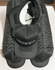 Trucker Hat - CMC-3016 ( Custom Black Colour Yelir 5 Panel Middle Crown Distressed Rip Trucker Hat )