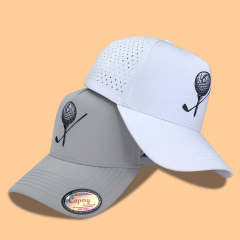Baseball Cap - CMC-1117 (Custom Rubber PVC logo Waterproof Material Laser Cut Perforated Cap Golf Hat Manufacturer )
