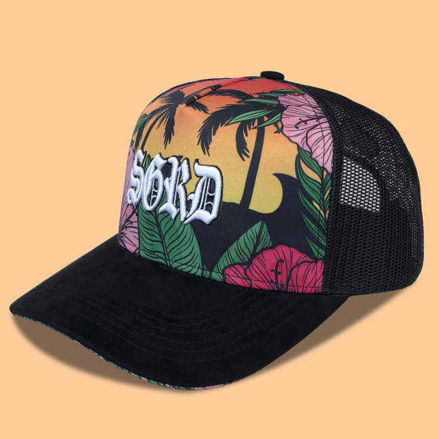 Baseball Cap - CMC-1118 (100% Polyester Floral Printed Crown Hat Suede Visor Two Tone Edition 9forty A Frame Baseball Cap Supplier )