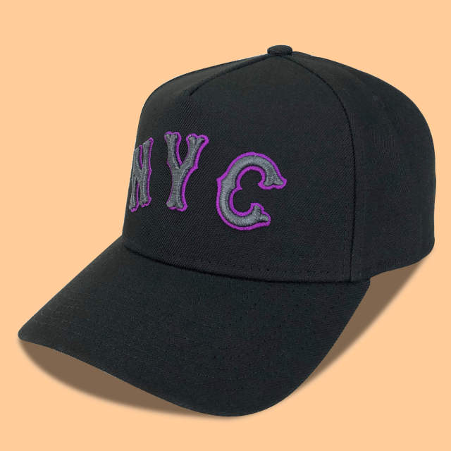 Baseball Cap - CMC-1096 (100% Polyester Black Hat  Middle crown 5 Panel  9forty A Frame Baseball Cap Factory )