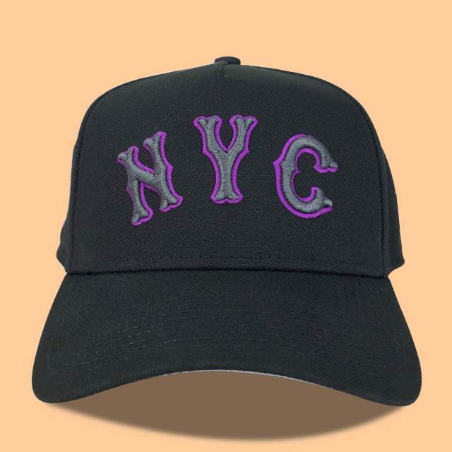 Baseball Cap - CMC-1096 (100% Polyester Black Hat  Middle crown 5 Panel  9forty A Frame Baseball Cap Factory )