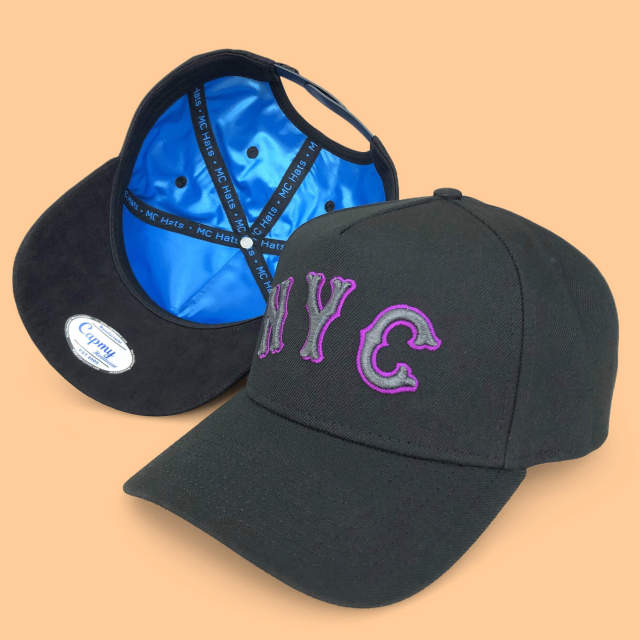 Baseball Cap - CMC-1096 (100% Polyester Black Hat  Middle crown 5 Panel  9forty A Frame Baseball Cap Factory )